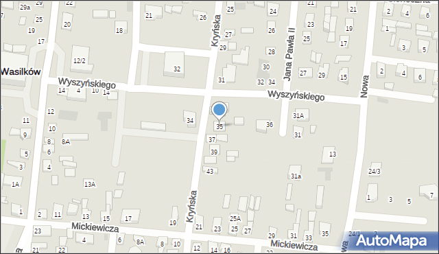 Wasilków, Kryńska, 35, mapa Wasilków