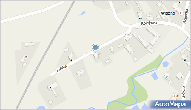 Widzino, Krótka, 3, mapa Widzino
