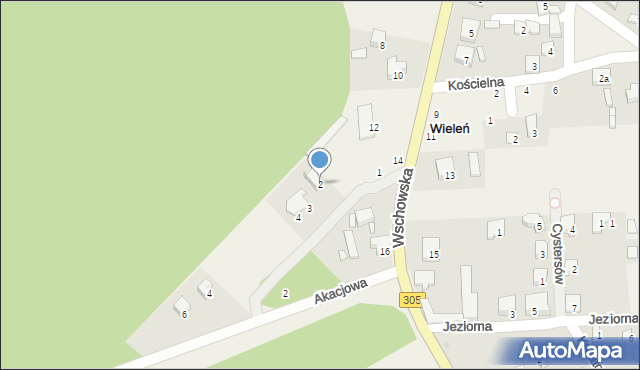 Wieleń, Krzywa, 2, mapa Wieleń