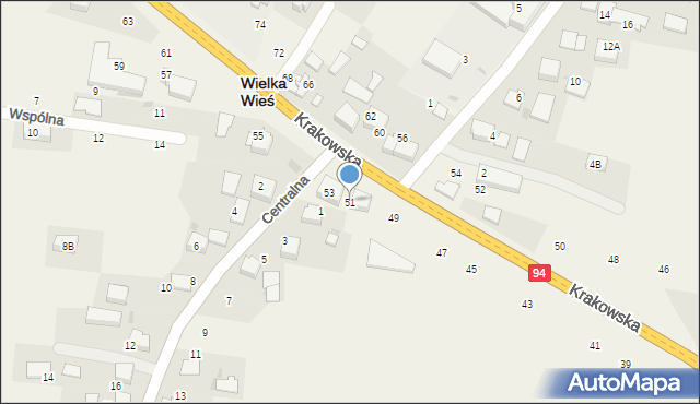 Wielka Wieś, Krakowska, 51, mapa Wielka Wieś