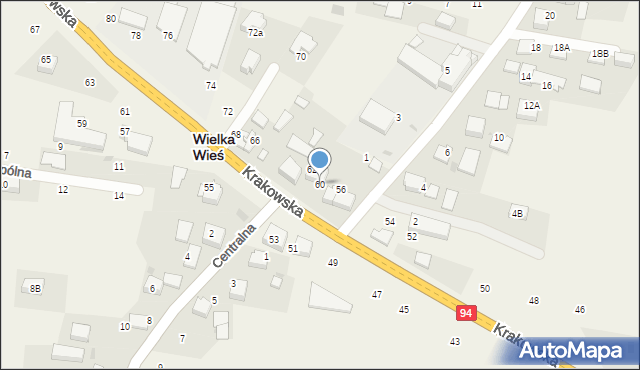 Wielka Wieś, Krakowska, 60, mapa Wielka Wieś