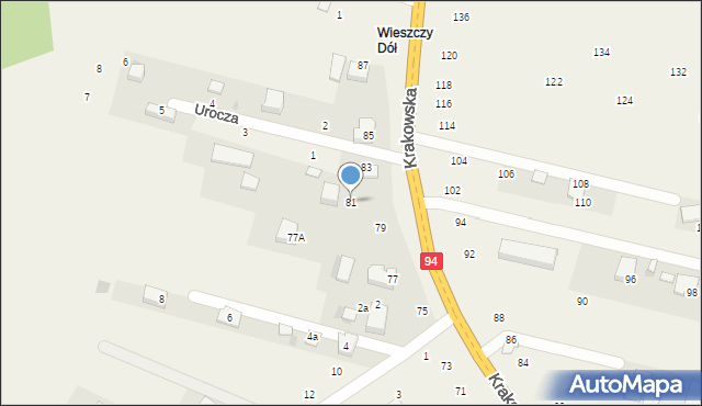 Wielka Wieś, Krakowska, 81, mapa Wielka Wieś
