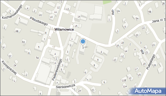 Wilamowice, Króla Jana III Sobieskiego, 2, mapa Wilamowice