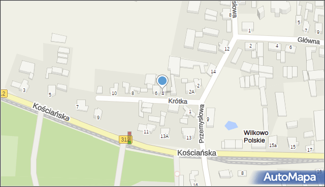 Wilkowo Polskie, Krótka, 4, mapa Wilkowo Polskie