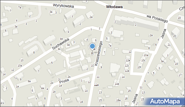 Włodawa, Kraszewskiego, 8c, mapa Włodawa