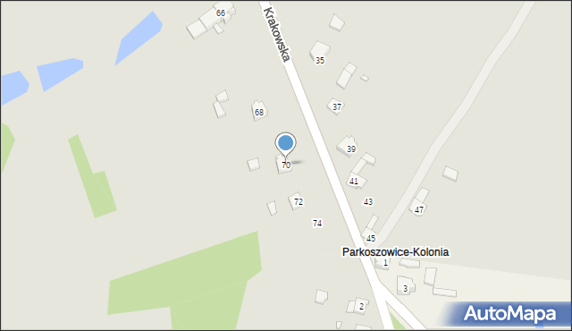 Włodowice, Krakowska, 70, mapa Włodowice