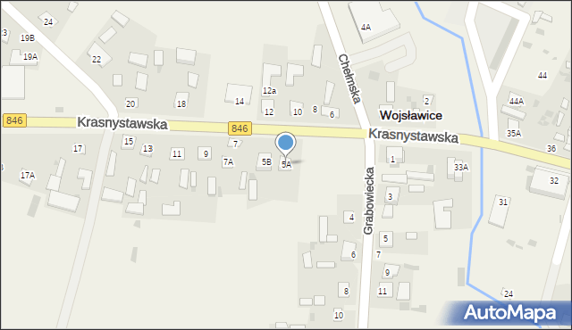 Wojsławice, Krasnystawska, 5A, mapa Wojsławice