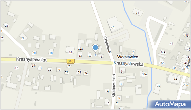 Wojsławice, Krasnystawska, 8, mapa Wojsławice