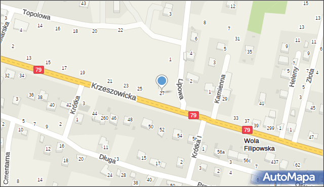 Wola Filipowska, Krzeszowicka, 27, mapa Wola Filipowska