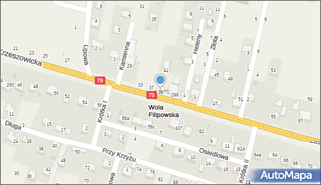 Wola Filipowska, Krzeszowicka, 39, mapa Wola Filipowska