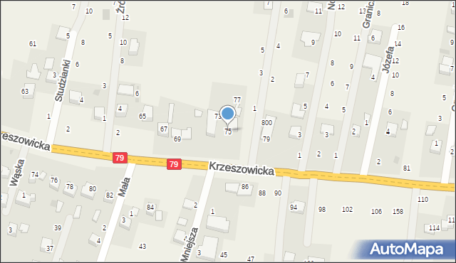 Wola Filipowska, Krzeszowicka, 75, mapa Wola Filipowska