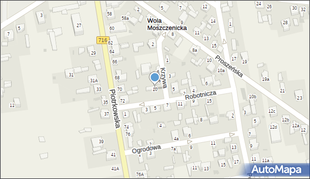 Wola Moszczenicka, Krzywa, 10, mapa Wola Moszczenicka