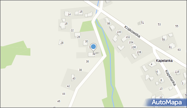 Wola Radziszowska, Krakowska, 34, mapa Wola Radziszowska