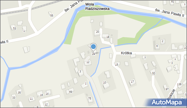 Wola Radziszowska, Krótka, 24, mapa Wola Radziszowska