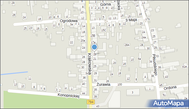 Wolbrom, Krakowska, 19, mapa Wolbrom