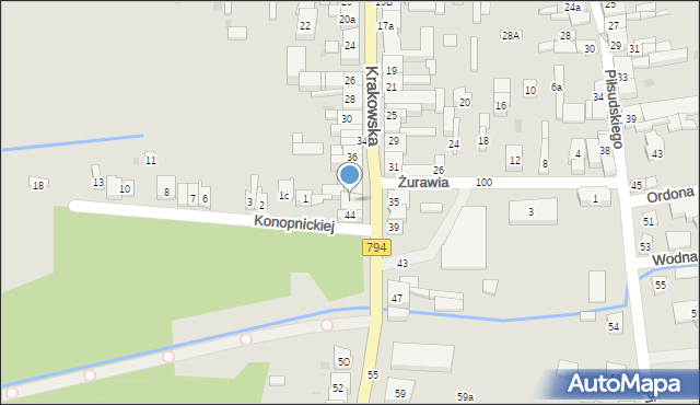 Wolbrom, Krakowska, 44a, mapa Wolbrom