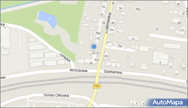 Wolbrom, Krakowska, 64, mapa Wolbrom