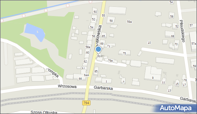 Wolbrom, Krakowska, 77, mapa Wolbrom