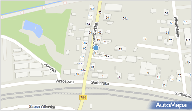 Wolbrom, Krakowska, 79, mapa Wolbrom