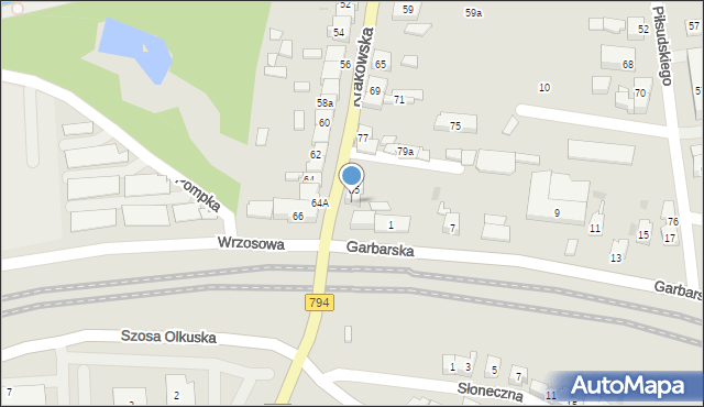 Wolbrom, Krakowska, 87, mapa Wolbrom