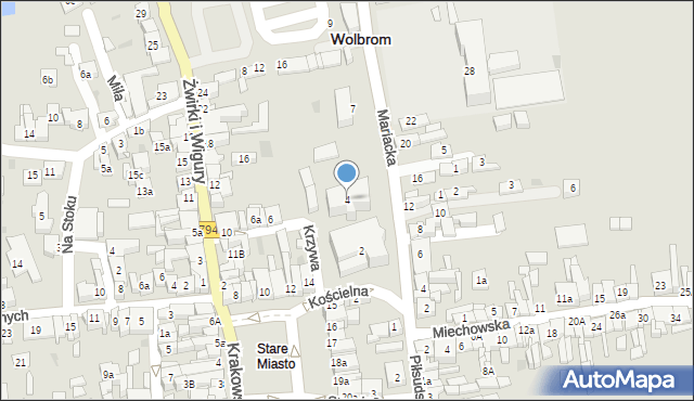 Wolbrom, Krzywa, 4, mapa Wolbrom