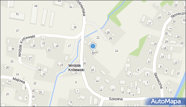 Wróblik Królewski, Krośnieńska, 20, mapa Wróblik Królewski