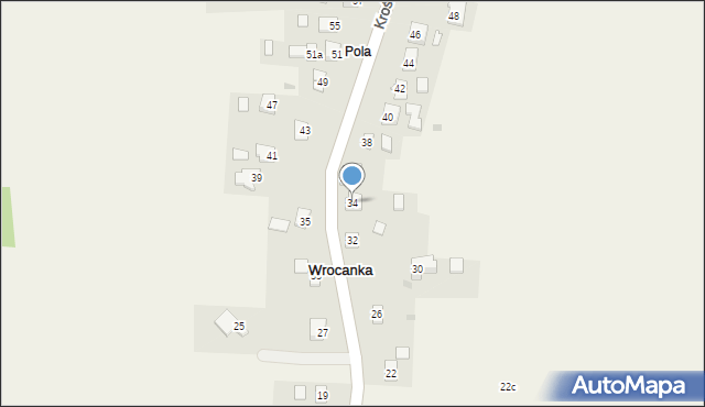 Wrocanka, Krośnieńska, 34, mapa Wrocanka