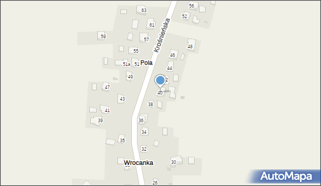 Wrocanka, Krośnieńska, 40, mapa Wrocanka