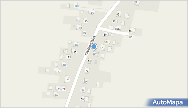 Wrocanka, Krośnieńska, 80, mapa Wrocanka