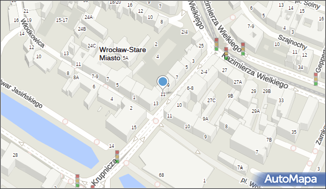 Wrocław, Krupnicza, 11, mapa Wrocławia