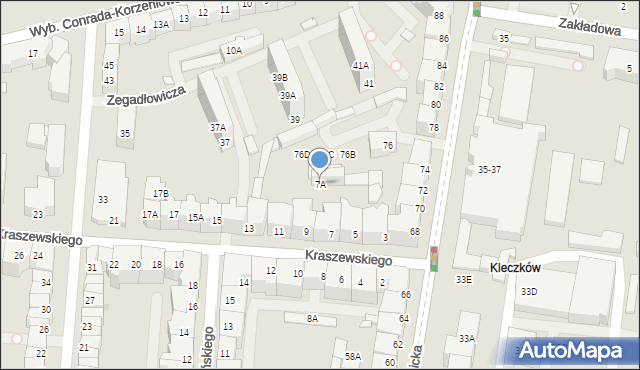 Wrocław, Kraszewskiego Józefa Ignacego, 7A, mapa Wrocławia
