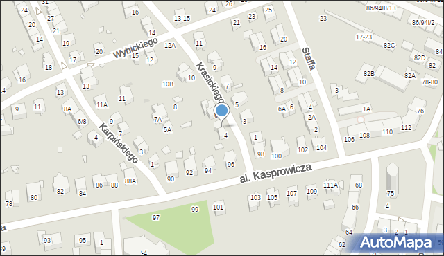 Wrocław, Krasickiego Ignacego, bp., 4A, mapa Wrocławia