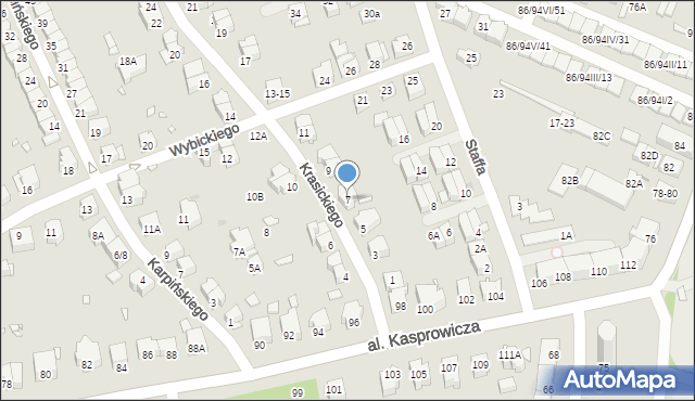 Wrocław, Krasickiego Ignacego, bp., 7, mapa Wrocławia