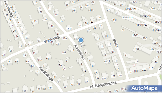 Wrocław, Krasickiego Ignacego, bp., 9, mapa Wrocławia