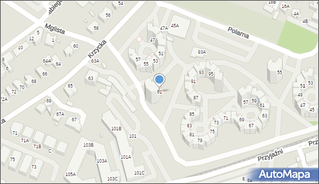 Wrocław, Krzycka, 61, mapa Wrocławia