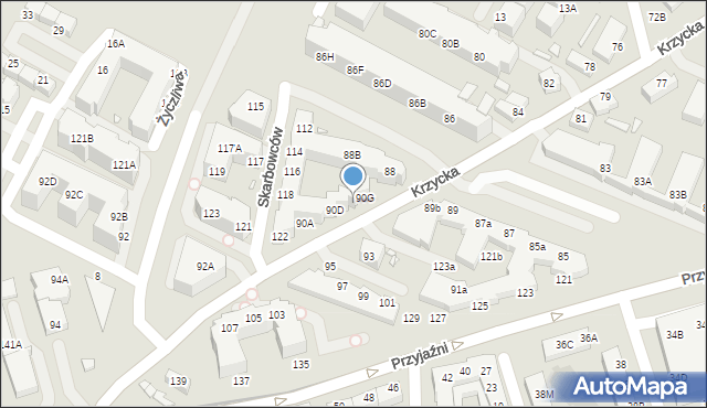 Wrocław, Krzycka, 90F, mapa Wrocławia