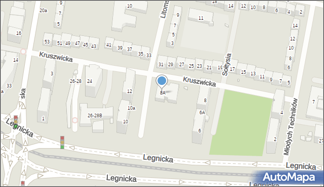 Wrocław, Kruszwicka, 8A, mapa Wrocławia