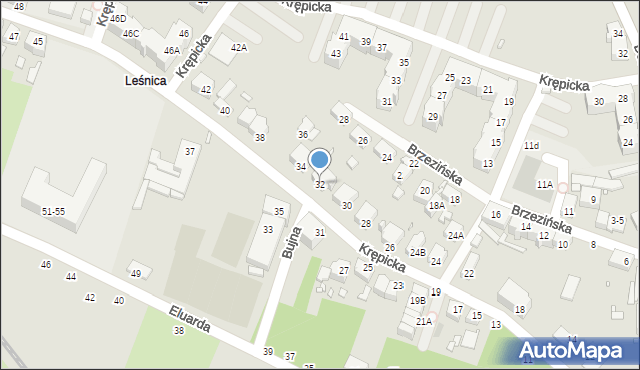 Wrocław, Krępicka, 32, mapa Wrocławia