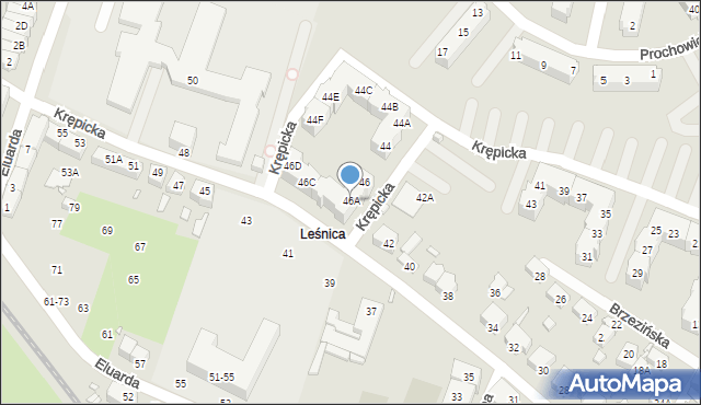 Wrocław, Krępicka, 46A, mapa Wrocławia
