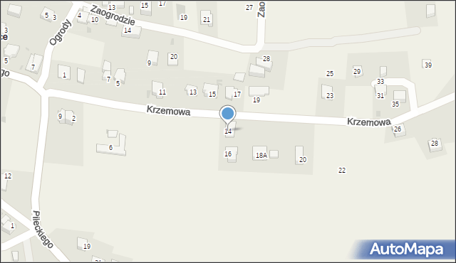 Wrząsowice, Krzemowa, 14, mapa Wrząsowice