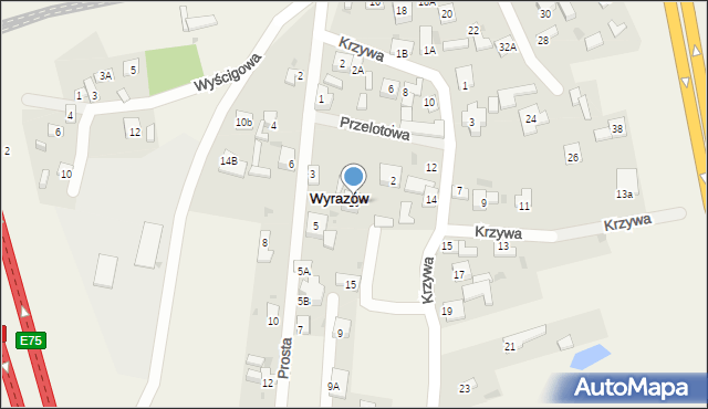 Wyrazów, Krzywa, 16, mapa Wyrazów