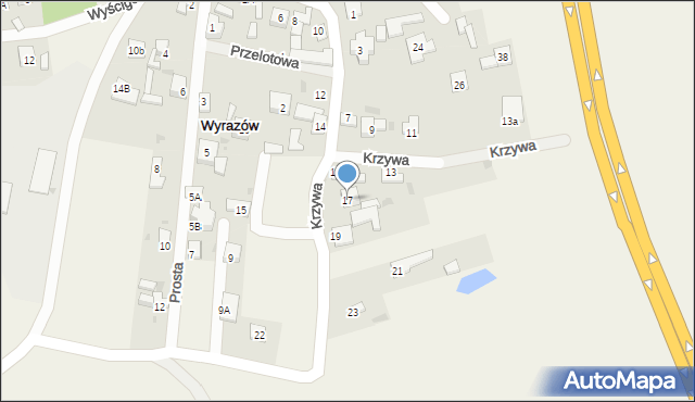 Wyrazów, Krzywa, 17, mapa Wyrazów