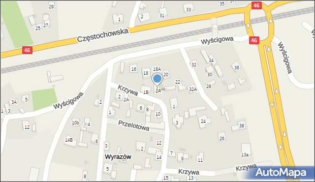 Wyrazów, Krzywa, 1A, mapa Wyrazów