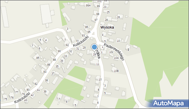 Wysoka, Krótka, 14, mapa Wysoka