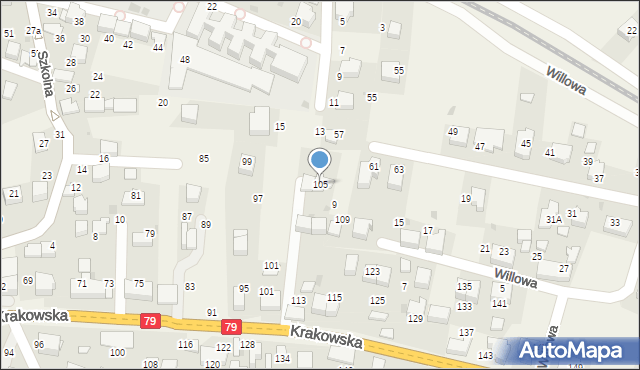 Zabierzów, Krakowska, 105, mapa Zabierzów