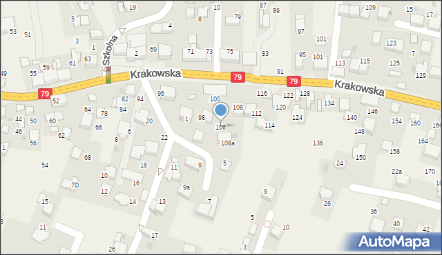 Zabierzów, Krakowska, 106, mapa Zabierzów