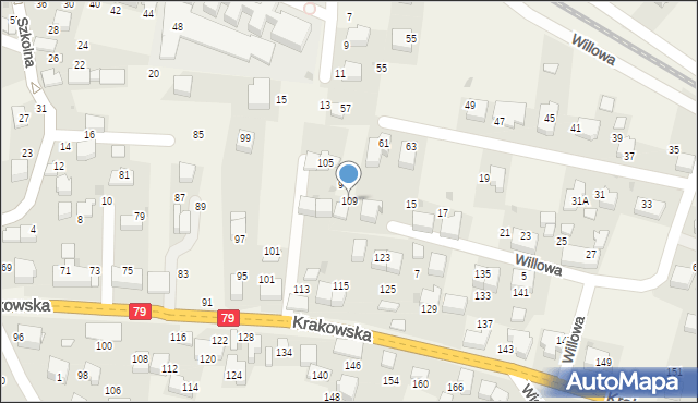 Zabierzów, Krakowska, 109, mapa Zabierzów