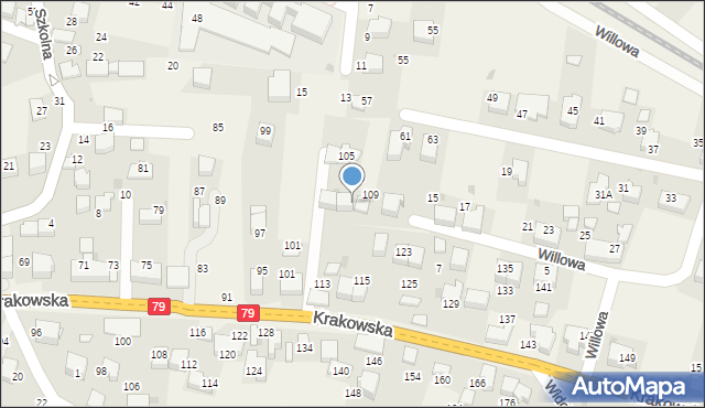 Zabierzów, Krakowska, 111, mapa Zabierzów