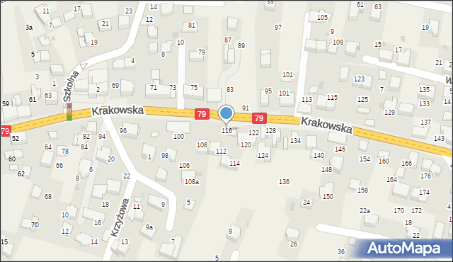 Zabierzów, Krakowska, 116, mapa Zabierzów