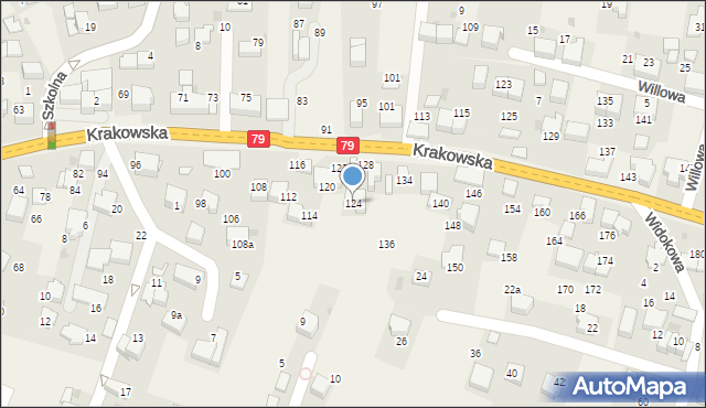 Zabierzów, Krakowska, 124, mapa Zabierzów